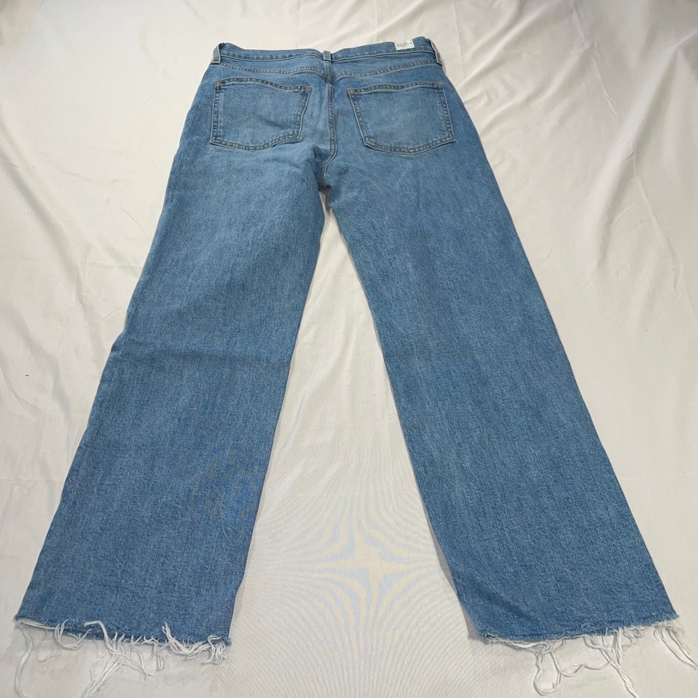Frank & Eileen Monaghan Wide Leg Jeans Blue Button Fly Raw Hem Size 28 - Picture 9 of 13